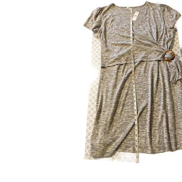 Eyeshadow Wrap Dress Size XL Short Sleeves Gray Midi *New* - Picture 8 of 14